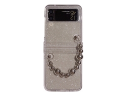 Para Samsung Galaxy Flip Z4 Z3 Pulsera Funda Destello Plata