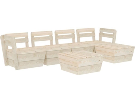 Conjunto 6 Muebles de palets para jardín VIDAXL madera de abeto impregnada