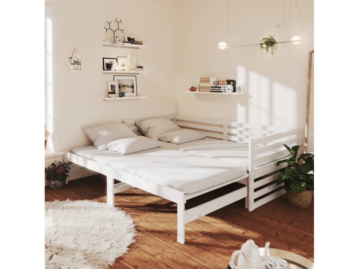 Sofá Cama Extraíble Sin Colchón Blanco 2x(90x200) Cm