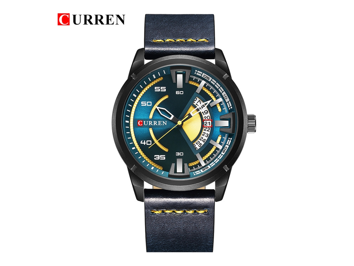 Reloj De Vestir Para Hombre Con Correa De Cuero, Calendario Y Movimiento Japonés.