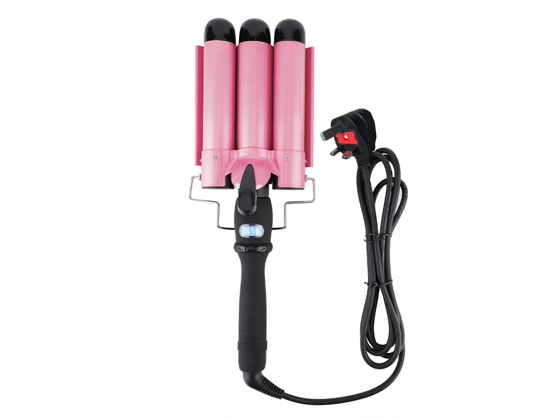 Modelador de cachos cerâmico 2026 com 3 cilindros e tecnologia digital para tecidos, 220V, 28mm, Penteado Tool UK