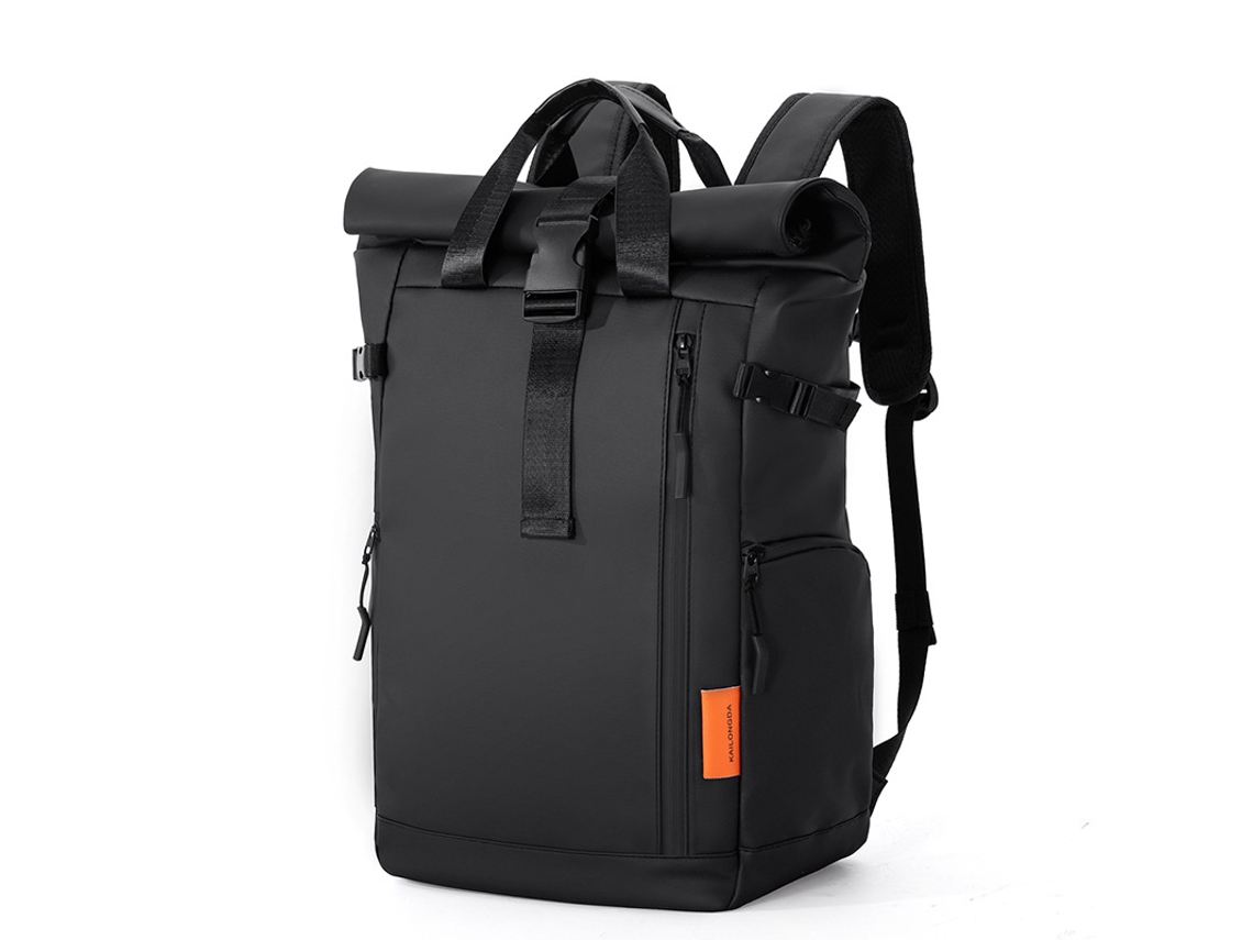 Mochila unisex negra con asas plegables, gran capacidad, ideal para viajes, actividades al aire libre, trabajo y portátiles - Sfushos
