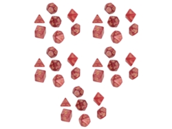 Juego De 5 Dados Poliédricos Perlados Con Números Dorados De Color Rojo Oscuro Para Juegos Interactivos Y Material Escolar.