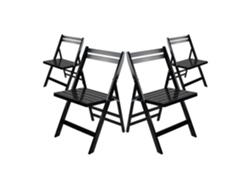 Pack 4 Sillas Plegables De Madera De Bambú Biano 46x44x78cm Thinia Home