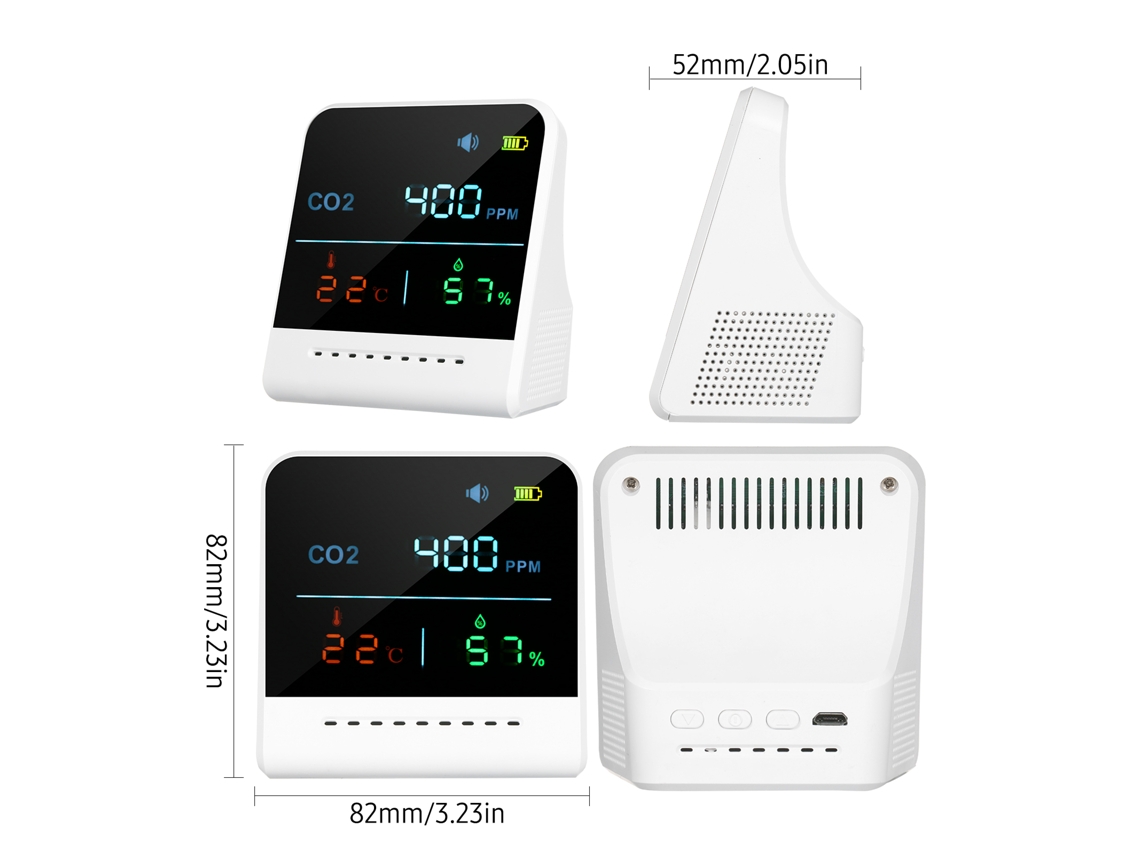 Monitor De Co2 Para La Calidad Del Aire Con Pantalla Lcd, Detector De Alarma De Temperatura Y Humedad Para El Hogar, La Oficina Y El Hotel.