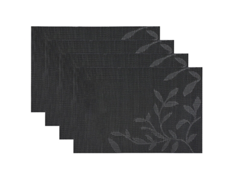 Mantel Individual Floral Negro - Set De 4 Piezas Con Estampado Floral JEIIBRZUI