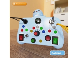 (azul) Tablero De Actividades Sensoriales Para Niños, Juguete De Educación Temprana, Botón, Interruptor, Enchufe, Luz Led, Juguete
