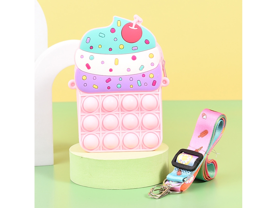 Monedero De Silicona, Estilo Pastel De Burbujas, Impermeable, Rosa, Para Niñas Y Mujeres, 8x13,3x4cm