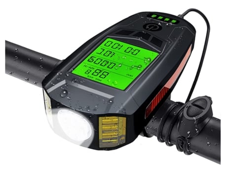 Juego de luces de bicicleta con luz LED delantera y trasera para bicicleta 5 modos Luz de bicicleta USB con termómetro de odómetro - Negro ENZONS