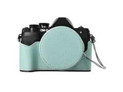 Estuche de cuero semienvuelto con tapa de lente para cámara Olympus OM DE M10 Mark IV