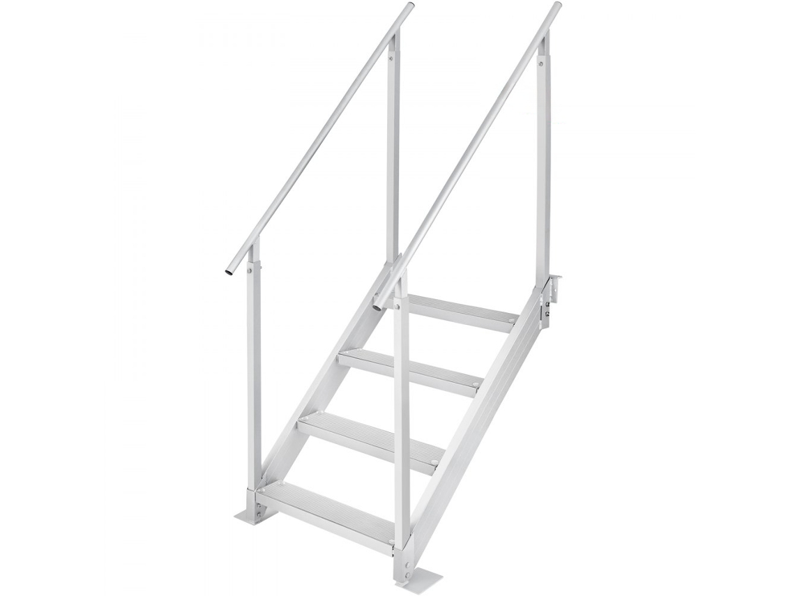 Escalera náutica de aluminio de 4 peldaños Tekmaquinas con pasamanos y asas antideslizantes