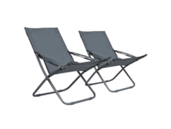 Sillas de playa plegables de 2 piezas DKD Home Decor de tela gris
