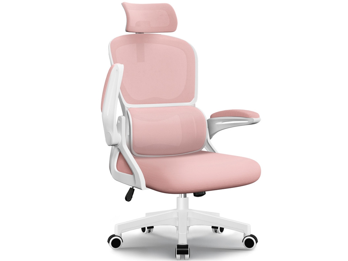 Silla de oficina ergonómica con soporte lumbar ajustable, reclinable de 90° a 135°, asiento de espuma de alta densidad, giro de 360° MIHAPPY
