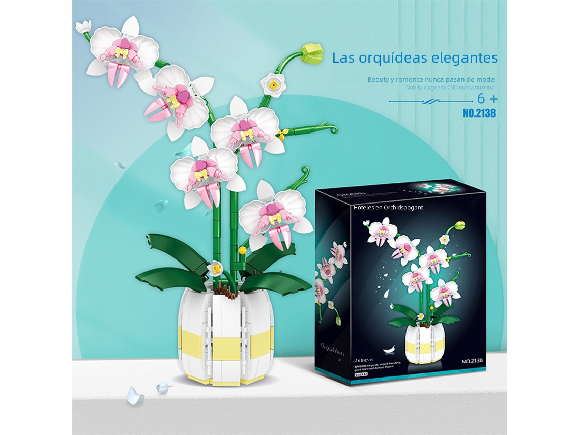 (estilo 2) Ramo De Orquídeas, Bloque De Construcción, Planta Bonsái, Modelo Romántico, Juguete De Bricolaje