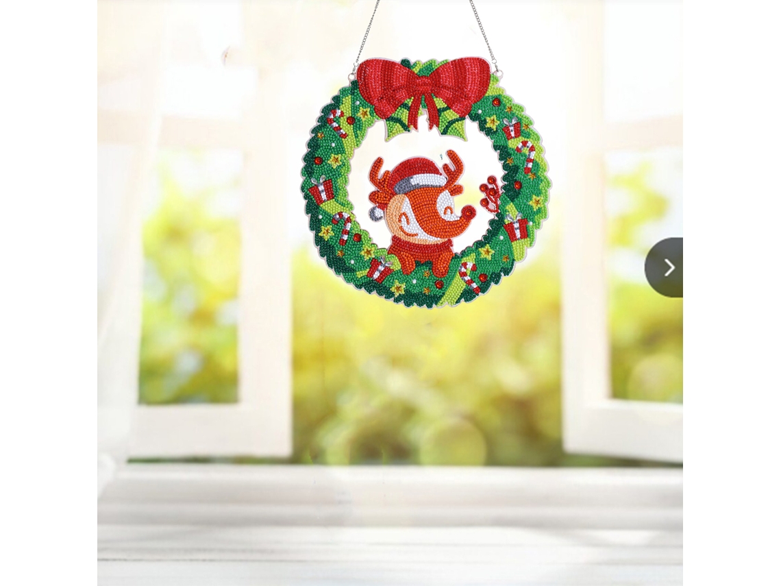 Kit para hacer coronas navideñas 5D con diamantes para decorar ventanas, paredes y puertas, para adultos y niños.