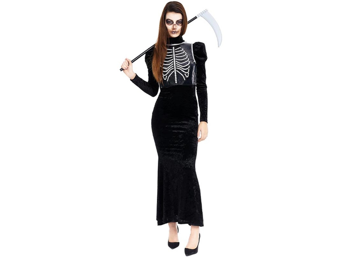 Disfraz de Esqueleto glamuroso negro para mujer