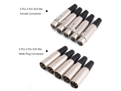 5 Pares Conector Xlr 3 Pinos Macho Plug E Fêmea Socket Para Microfone Áudio Metal Borracha 6mm