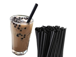 100 Palitos De Plástico Desechables Para Beber, Negros, Envueltos Individualmente Para Té De Burbujas.