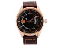 Reloj De Pulsera Para Hombres Con Correa De Cuero, Dial Circular De Calendario, Moda Empresarial 01