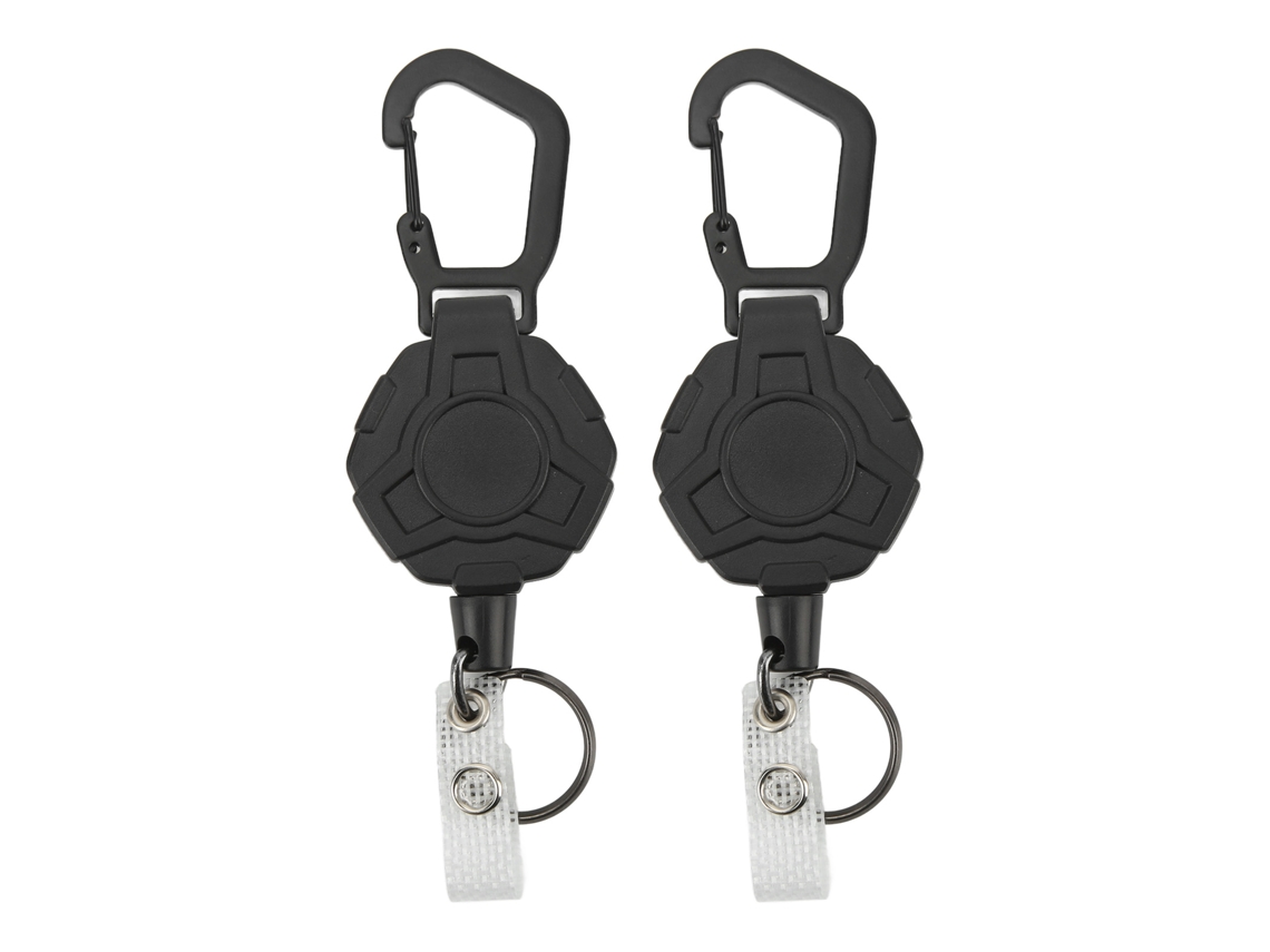 2 Llaveros Retráctiles Con Cordón Elástico De Acero, Antirrobo, Para Mosquetón De Exterior
