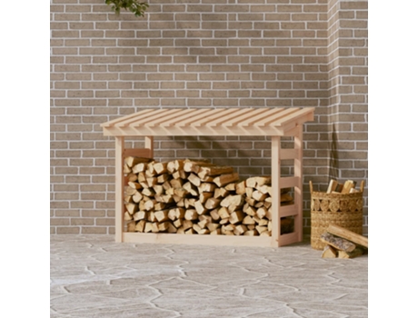 vidaXL Leñero de madera maciza de pino 108x64,5x78 cm