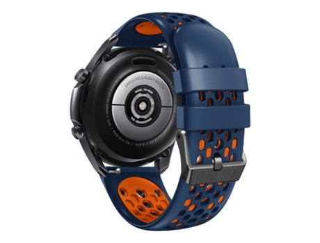 Correa de Silicona 22mm dos colores con cinco filas de orificios para Samsung Galaxy Watch 3 45mm/Huawei Watch GT3 Pro 46mm - azul oscuro/naranja