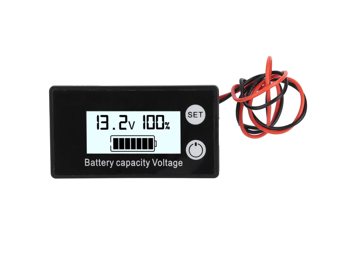 Medidor De Voltaje De Cc Con Pantalla Lcd Resistente Al Agua Jx-6133 Con Monitor De Capacidad De Batería, Cc 8-100 V, Blanco