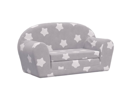 Sofá de niños de 2 plazas felpa suave VIDAXL gris claro con estrellas
