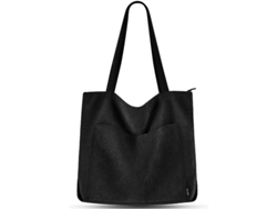 Bolso Tote Grande De Terciopelo Para Mujer Con Cierre De Cremallera Y Bolsillos, Ideal Para La Escuela, El Trabajo, Los Viajes Y Las Compras.