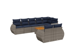 Maison Exclusive - Conjunto De Sofá De Jardín De 9 Piezas Con Cojines, Poliratán Gris