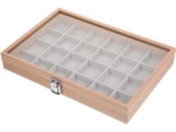 Caja De Joyería De Madera Con Tapa Transparente, Organizador De Compartimentos Grandes Para