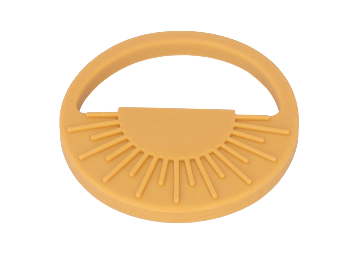 Brinquedo De Morder Dentes De Silicone Para Bebê Sol Semicircular Fácil De Segurar Amarelo