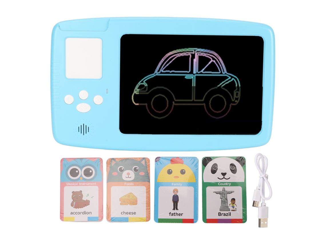 Lousa Digital Lcd 8.5 Polegadas Com Alto-falante Hifi E Cartões De Aprendizado Para Crianças Até 6 Anos Azul