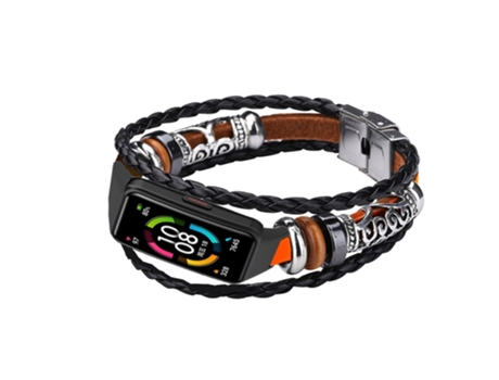 Correa de PU estilo étnico retro para Huawei Band 6/Honor Band 6 - castaño