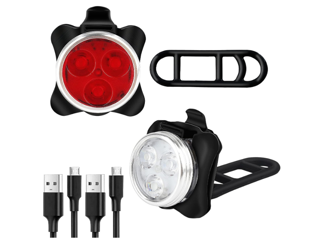 Luces para bicicleta, accesorios profesionales para bicicleta de montaña, bicicleta de cross, bicicleta de piñón fijo, 4 opciones de modo de luz (negro)