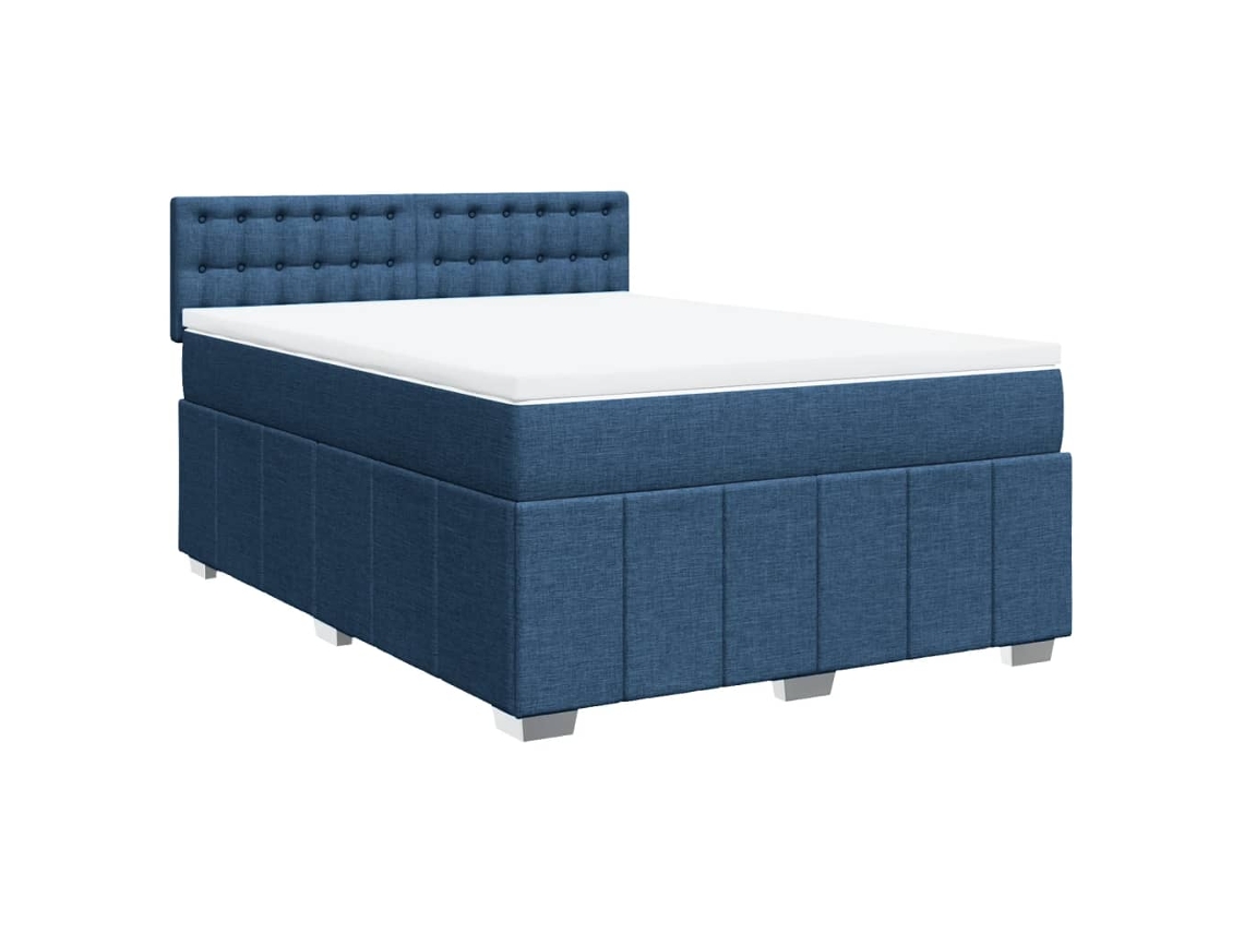 Maison Exclusive - Cama Box Spring Con Colchón Tela Azul 160x200 Cm