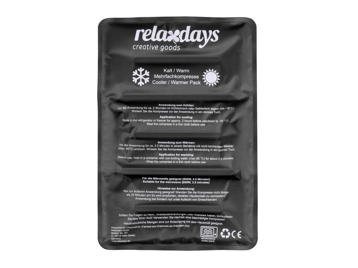 Relaxdays Bolsa Gel Frío, Compresa Frío-calor, 25 X 36 Cm, Primeros Auxilios, Bolsita Refrigerante Reutilizable, Negro