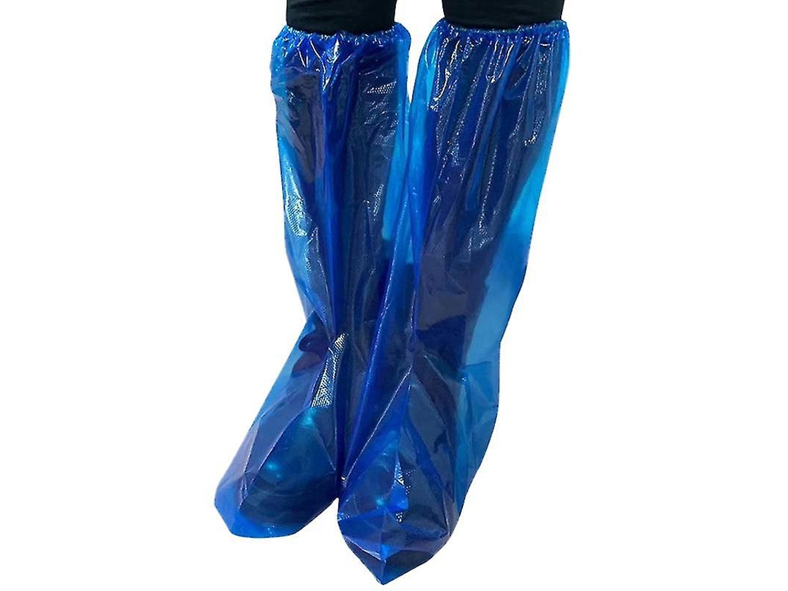 10 Pares De Fundas De Zapatos Impermeables De Plástico Grueso Desechables Altas Antideslizantes Para Mujeres Y Hombres Azul