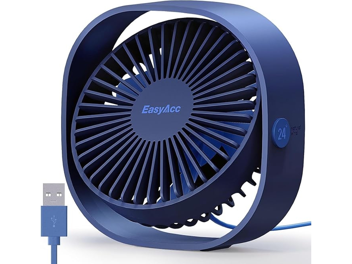 Ventilador USB portátil silencioso, mini ventilador de escritorio con 3 velocidades, rotación vertical de 360°, pequeño y potente.