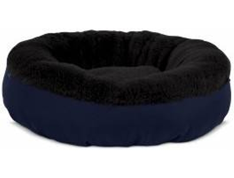 Cama Redonda para Perros y Gatos GAUTY Tela Impermeable y pelo (Negro y Azul - 57 cm)