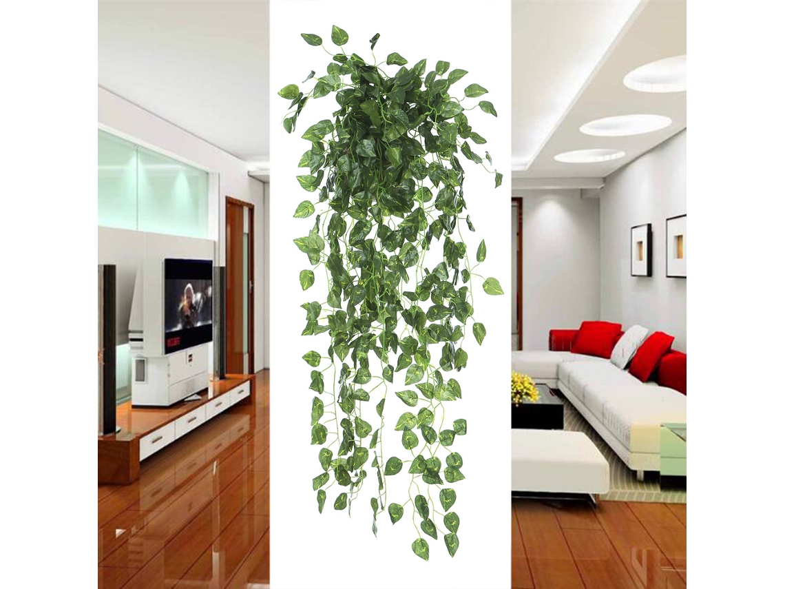 1 Pieza De Enredadera Artificial Verde De Imitación Ratán Para Colgar En La Pared Interior