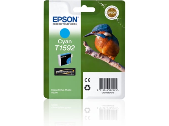 Cartucho de tinta original EPSON, T1592, Martín pescador, 17 ml , Cian, C13T15924010