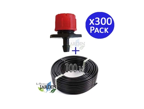 Tubería Goteo 16Mm 100 Metros 300 Goteros Regulables 0 A 70 Litros/Hora SUINGA