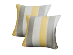 2 Fundas De Almohada Rústicas A Rayas, Colores Oscuro, Gris Y Beige