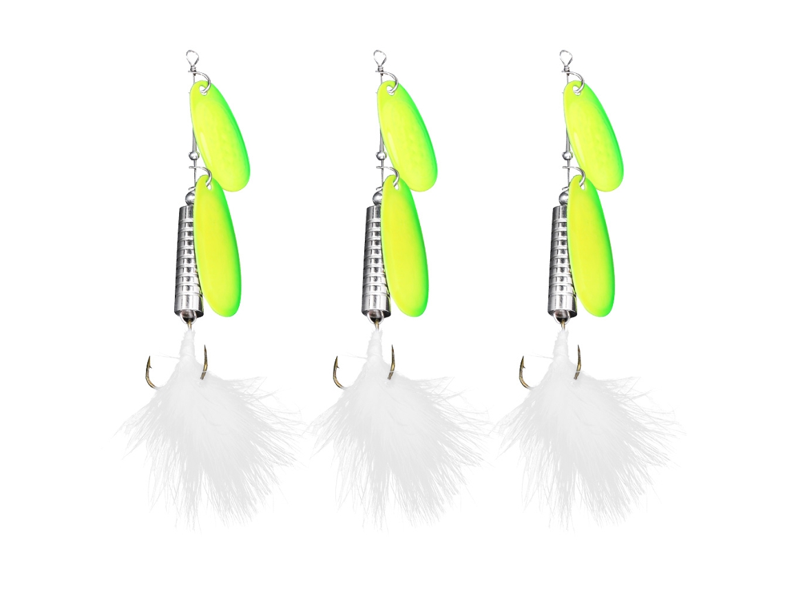 2026rebe-3pcs Señuelos De Pescado Pluma Spinner Spoon Artificial Con Anzuelo Triple Tacklegreen