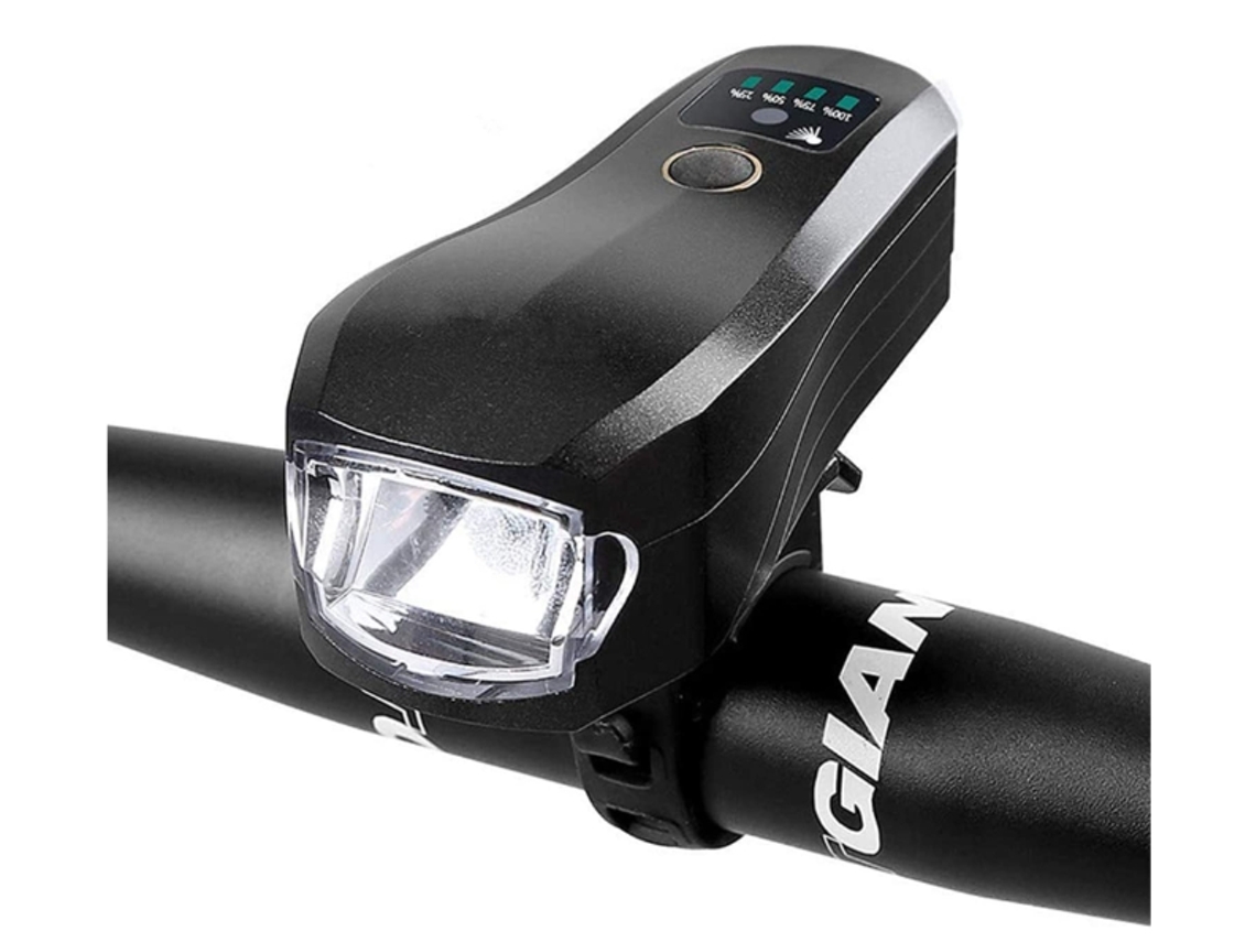Conjunto Luz Bicicleta 5modos Sensor/timbre Ipx8 Mtb/carretera Negra Yizhood