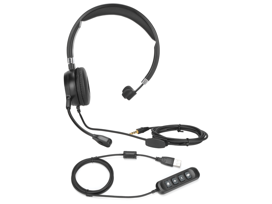 Auriculares Mono Para Teléfono Con Micrófono Con Cancelación De Ruido Y Control De Volumen, Usb Y Conector De 3,5 Mm.