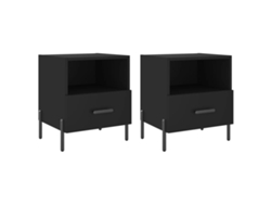 Juego de 2 mesitas de noche negras MAISON EXCLUSIVE Derivados de madera 40x35x47,5 cm