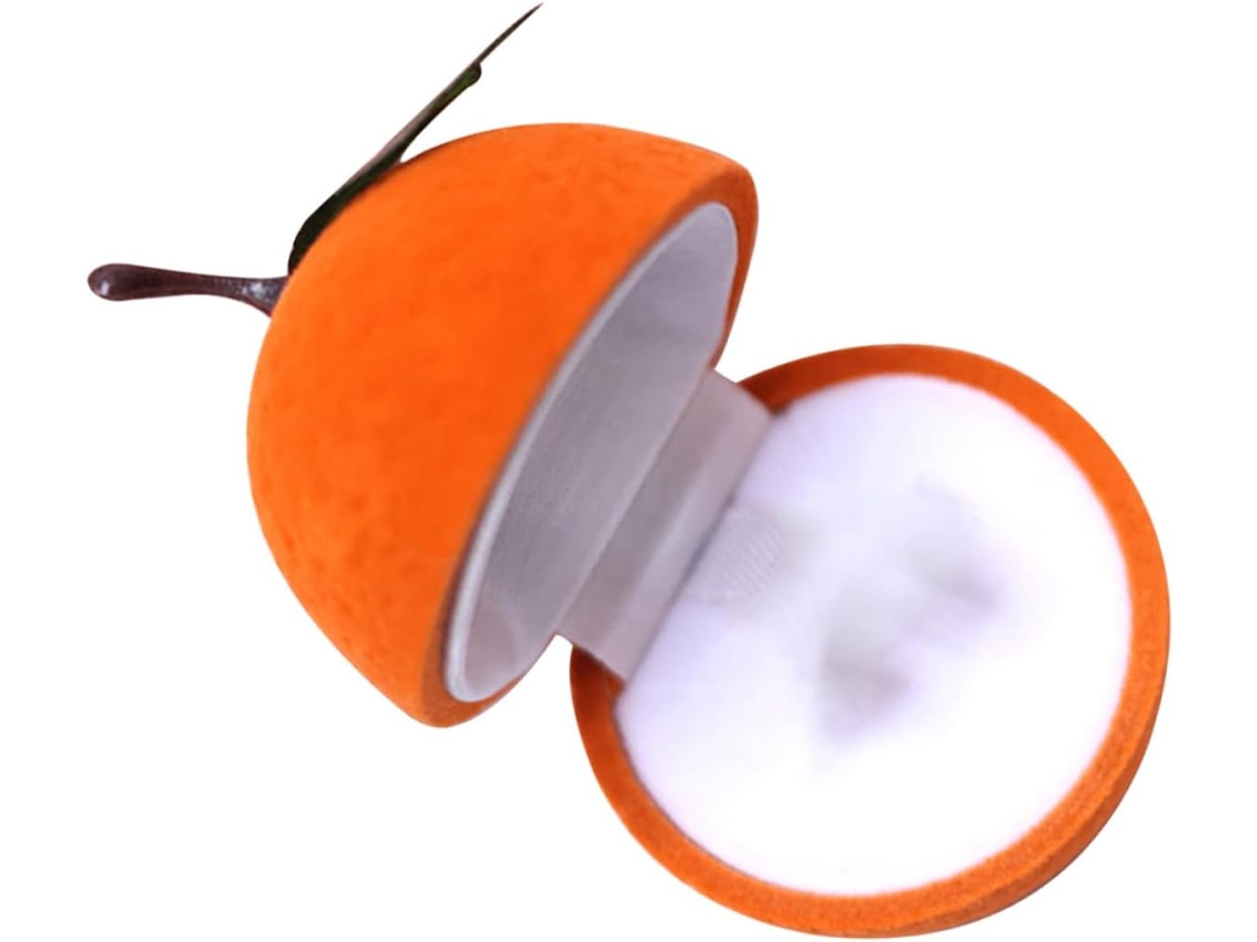 Joyero Compacto Ligero Color Naranja Aterciopelado Ideal Guardar Anillos Pedidas Ceremonias Joyas Pendientes
