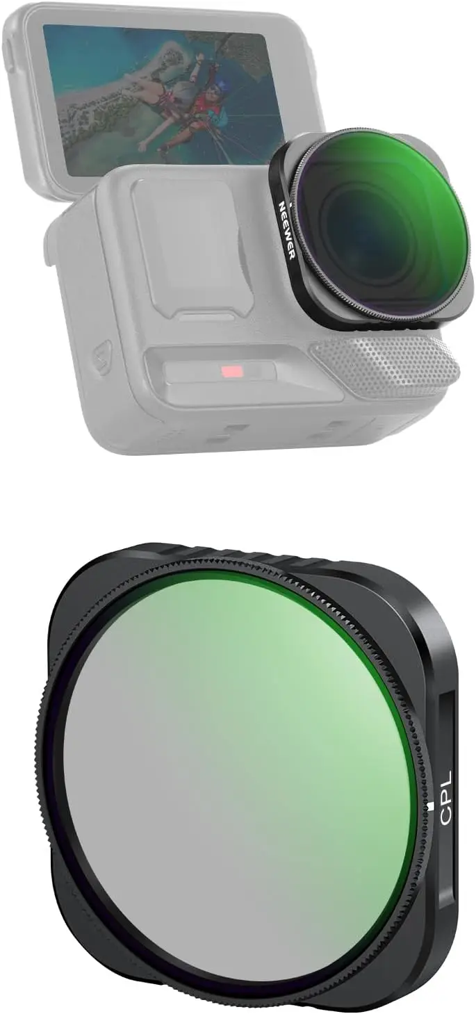 Filtro CPL compatible con Insta360 Ace Pro/Ace Pro 2, montaje a presión, cristal óptico HD multicapa, ajustable.